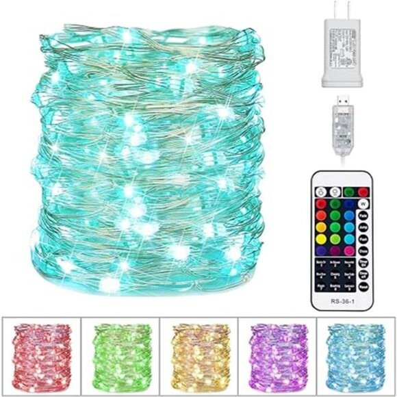 Color Changing Fairy String Lights - 33 ft 100 LED USB Silver Wire Lights - Picture 7 of 7